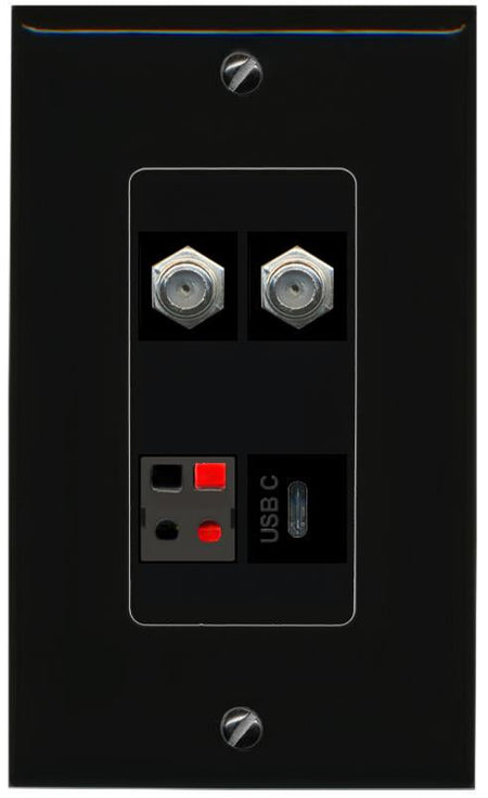 RiteAV 2 COAX SPEAKER USBC Wall Plate Decorative [Black]