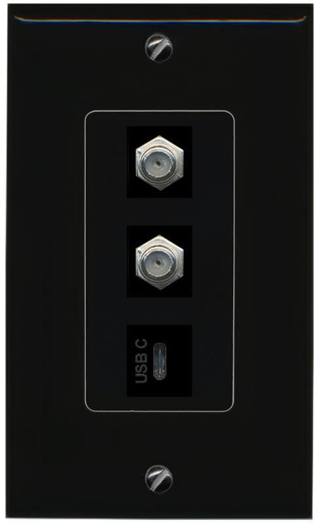 2 COAX USBC Wall Plate [Black]