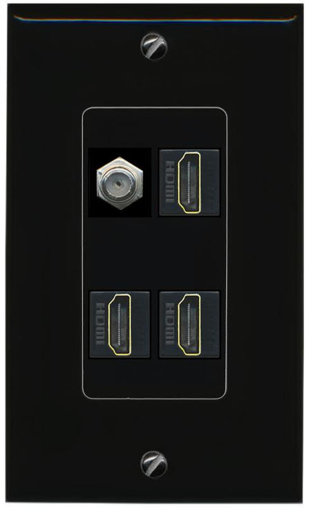 RiteAV COAX 3 HDMI Wall Plate Decorative [Black]