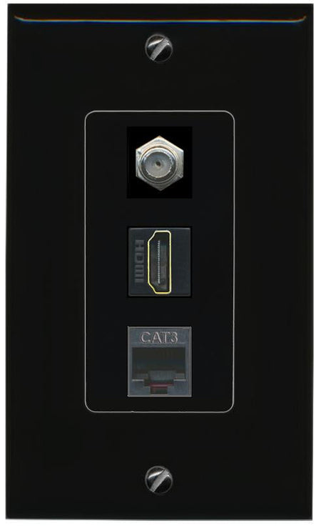 COAX HDMI PHONE Wall Plate [Black]