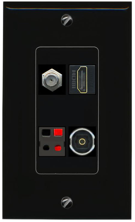 RiteAV COAX HDMI SPEAKER TOSLINK Wall Plate Decorative [Black]