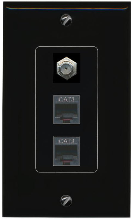 COAX 2 PHONE Wall Plate [Black]