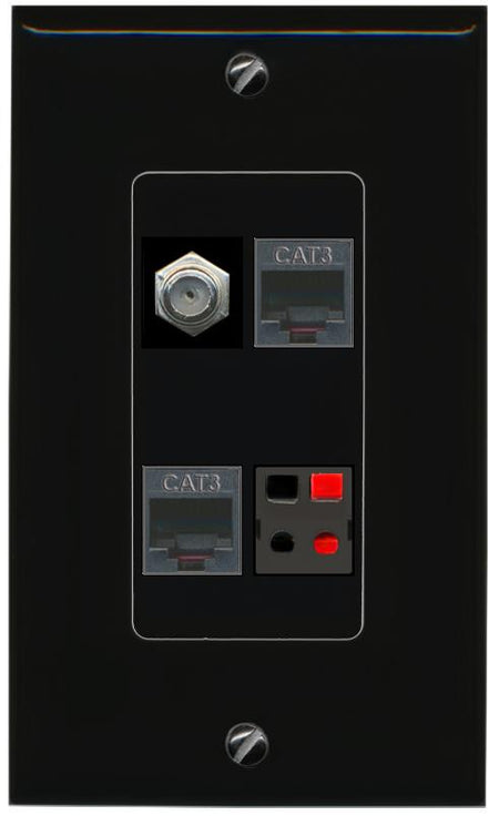 RiteAV COAX 2 PHONE SPEAKER Wall Plate Decorative [Black]