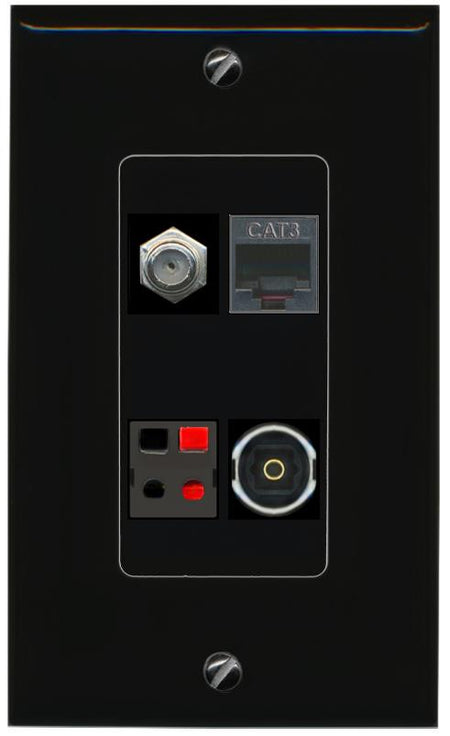 RiteAV COAX PHONE SPEAKER TOSLINK Wall Plate Decorative [Black]