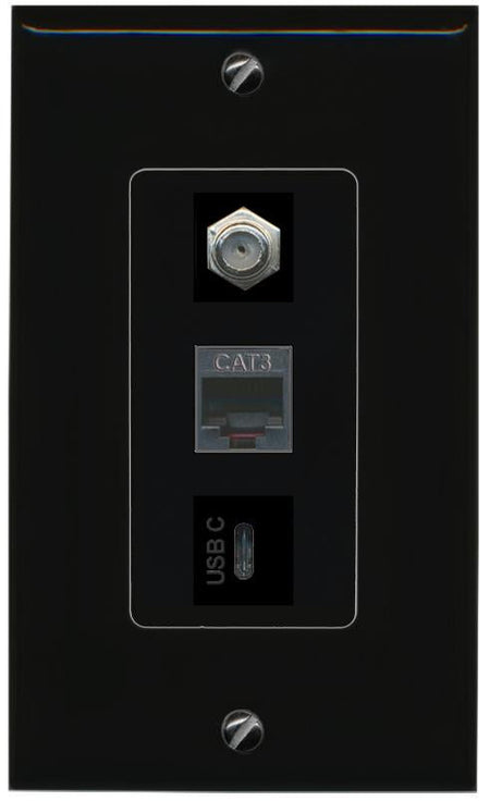 COAX PHONE USBC Wall Plate [Black]