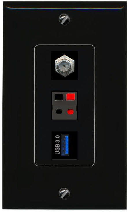 COAX SPEAKER USB-3 Wall Plate [Black]