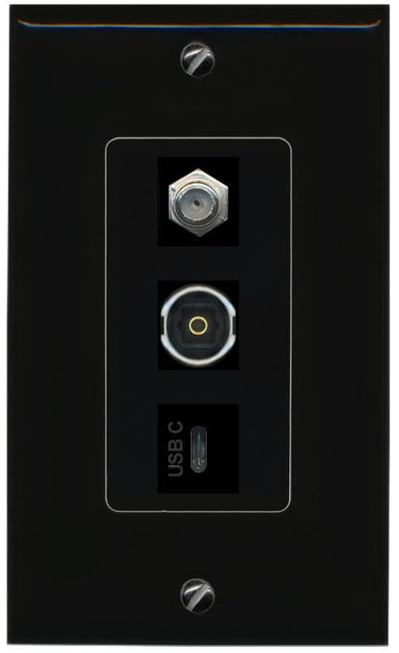 COAX TOSLINK USBC Wall Plate [Black]