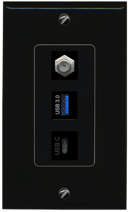 COAX USB-3 USBC Wall Plate [Black]