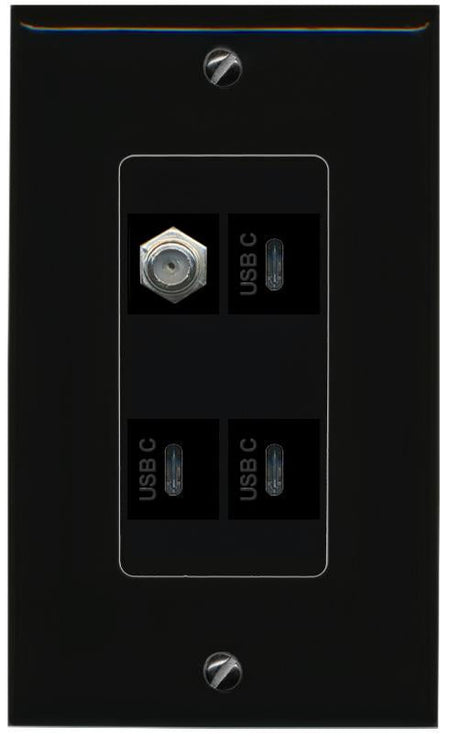 RiteAV COAX 3 USBC Wall Plate Decorative [Black]