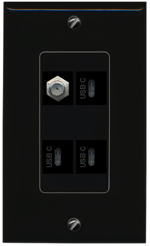 RiteAV COAX 3 USBC Wall Plate Decorative [Black]