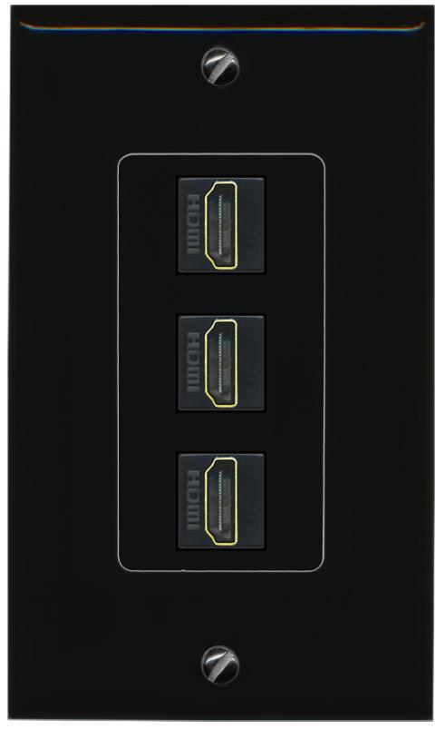 3 HDMI Wall Plate [Black]