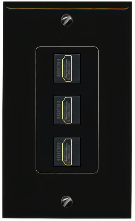 3 HDMI Wall Plate [Black]