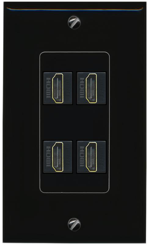 RiteAV 4 HDMI Wall Plate Decorative [Black]