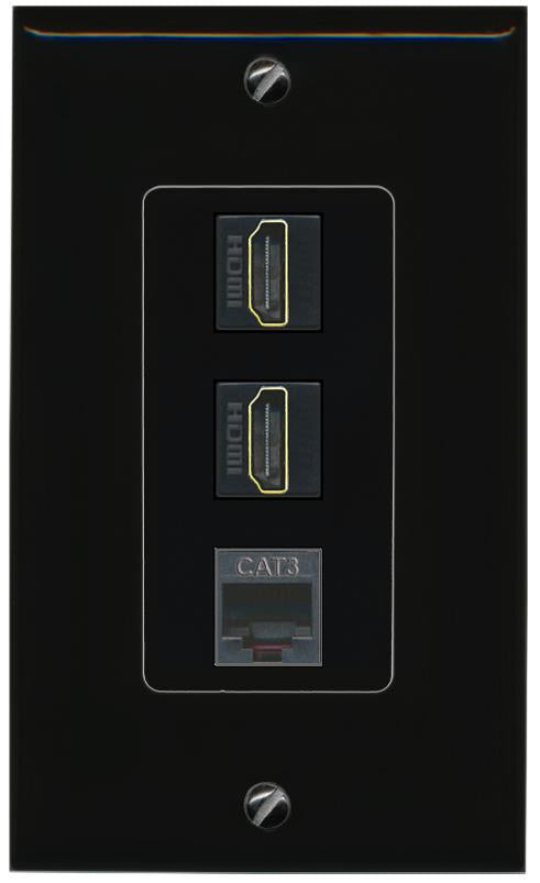 2 HDMI PHONE Wall Plate [Black]