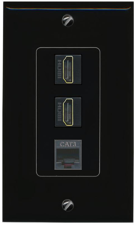2 HDMI PHONE Wall Plate [Black]