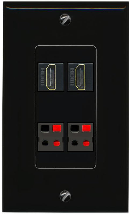 RiteAV 2 HDMI 2 SPEAKER Wall Plate Decorative [Black]