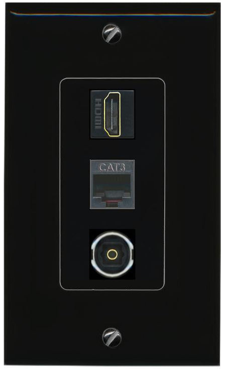 HDMI PHONE TOSLINK Wall Plate [Black]