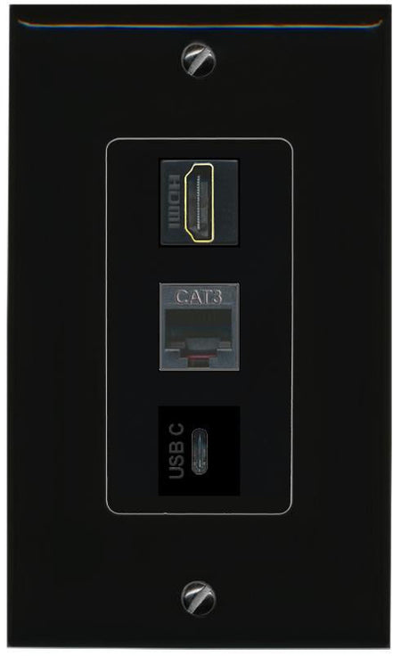 HDMI PHONE USBC Wall Plate [Black]
