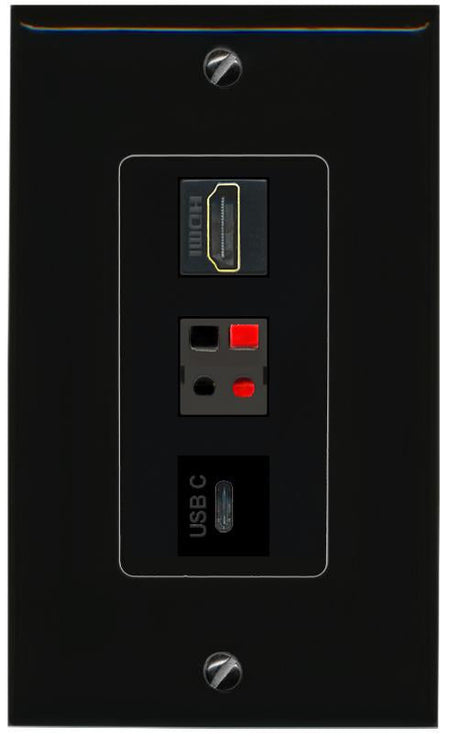 HDMI SPEAKER USBC Wall Plate [Black]