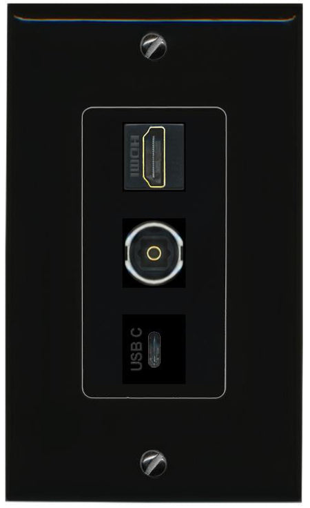 HDMI TOSLINK USBC Wall Plate [Black]