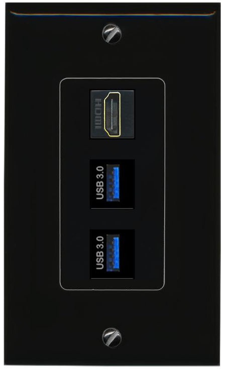 HDMI 2 USB-3 Wall Plate [Black]