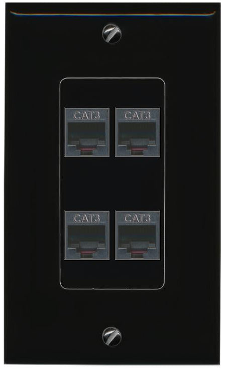 RiteAV 4 PHONE Wall Plate Decorative [Black]