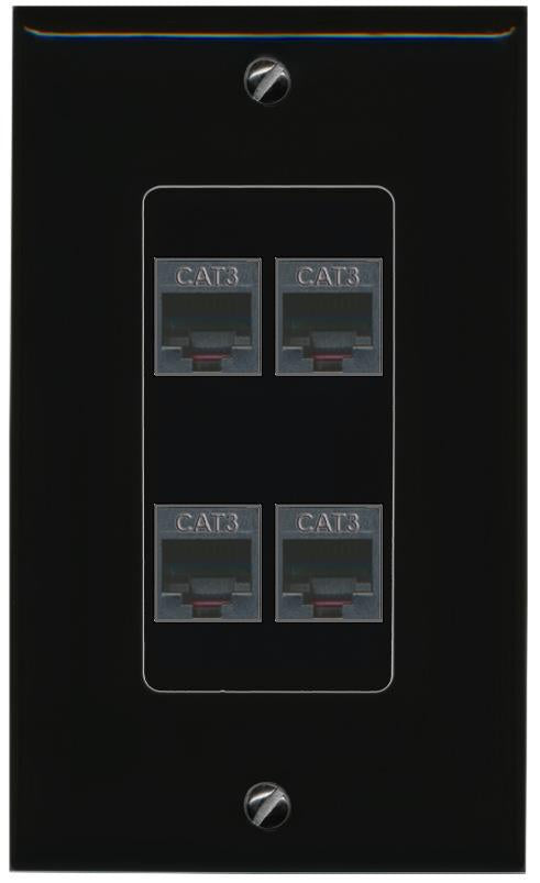 RiteAV 4 PHONE Wall Plate Decorative [Black]