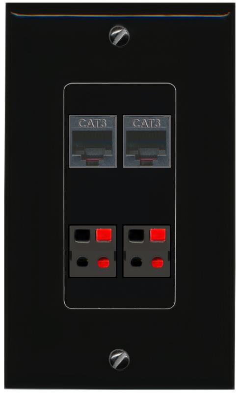 RiteAV 2 PHONE 2 SPEAKER Wall Plate Decorative [Black]