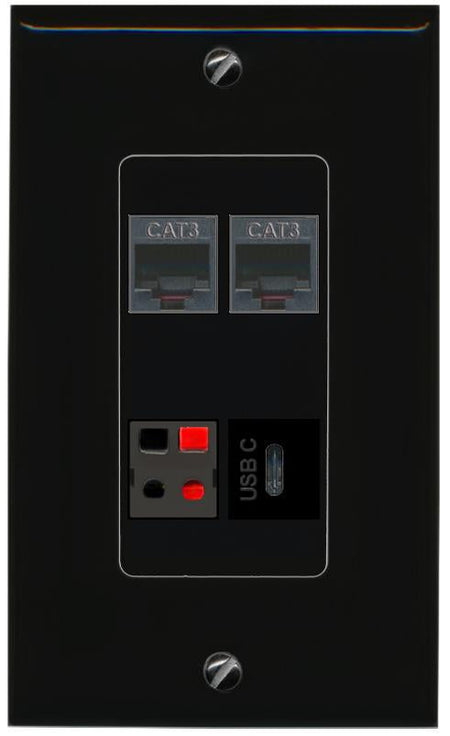 RiteAV 2 PHONE SPEAKER USBC Wall Plate Decorative [Black]