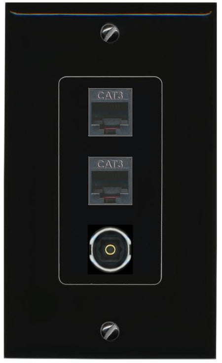 2 PHONE TOSLINK Wall Plate [Black]