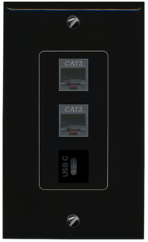 2 PHONE USBC Wall Plate [Black]