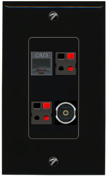 RiteAV PHONE 2 SPEAKER TOSLINK Wall Plate Decorative [Black]
