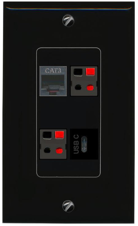 RiteAV PHONE 2 SPEAKER USBC Wall Plate Decorative [Black]