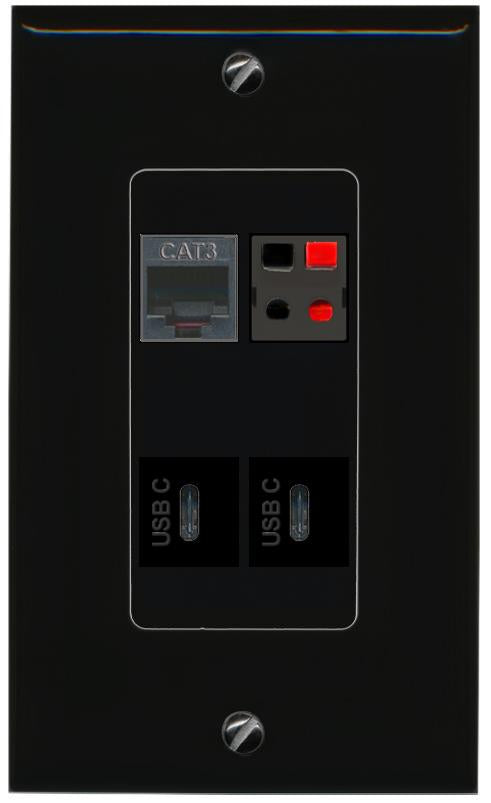 RiteAV PHONE SPEAKER 2 USBC Wall Plate Decorative [Black]