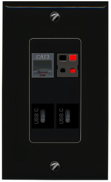 RiteAV PHONE SPEAKER 2 USBC Wall Plate Decorative [Black]