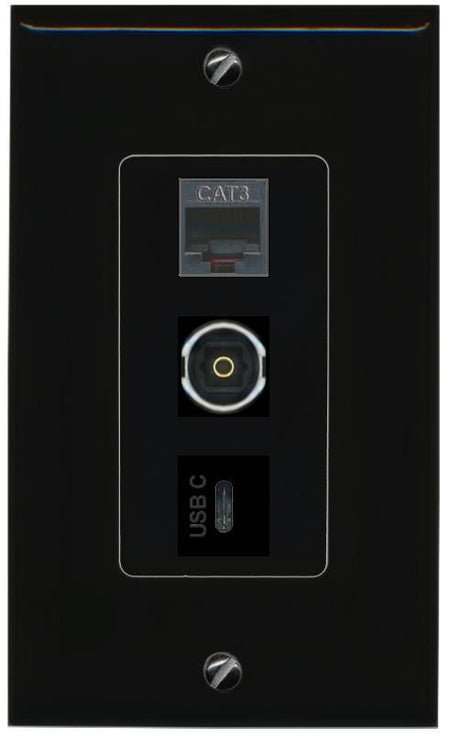 PHONE TOSLINK USBC Wall Plate [Black]