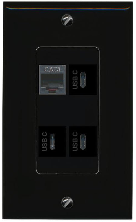 RiteAV PHONE 3 USBC Wall Plate Decorative [Black]