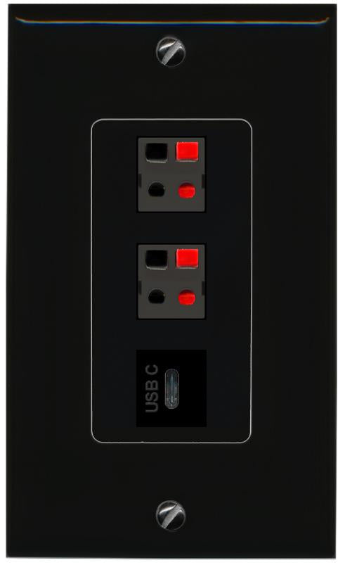 2 SPEAKER USBC Wall Plate [Black]