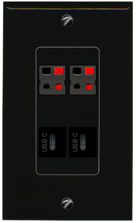 RiteAV 2 SPEAKER 2 USBC Wall Plate Decorative [Black]