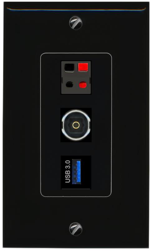SPEAKER TOSLINK USB-3 Wall Plate [Black]