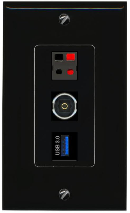 SPEAKER TOSLINK USB-3 Wall Plate [Black]