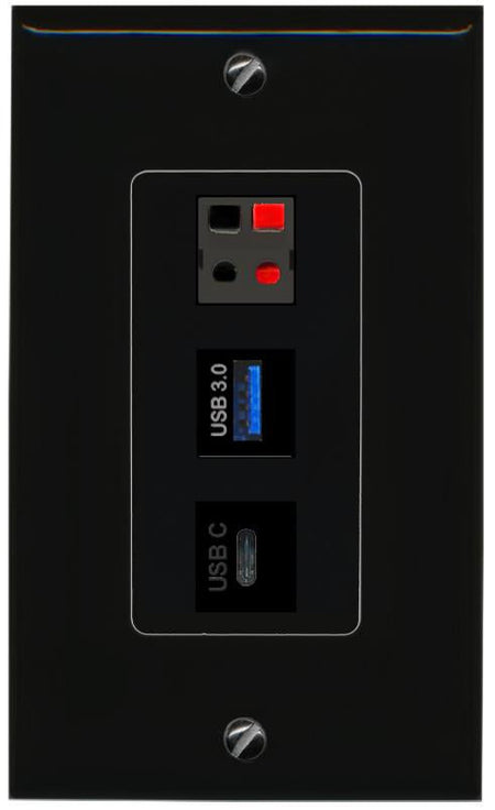 SPEAKER USB-3 USBC Wall Plate [Black]
