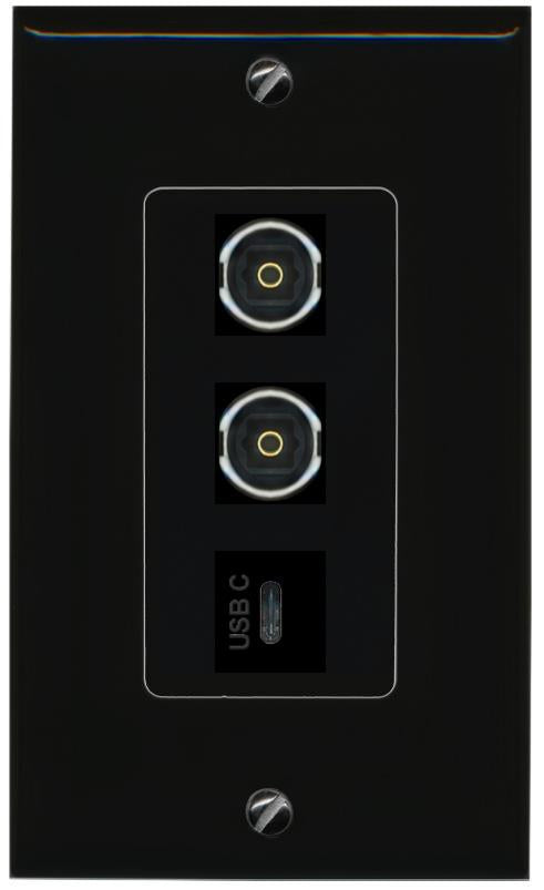 2 TOSLINK USBC Wall Plate [Black]