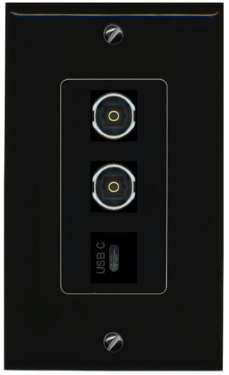 2 TOSLINK USBC Wall Plate [Black]