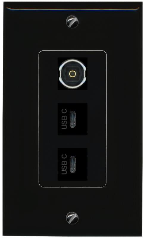 TOSLINK 2 USBC Wall Plate [Black]