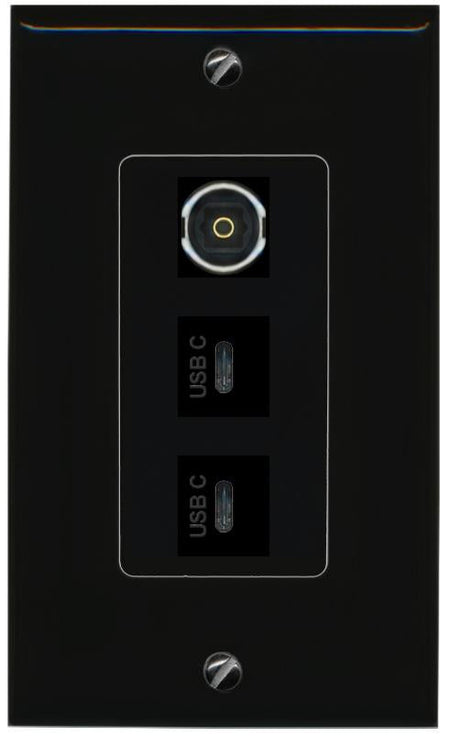 TOSLINK 2 USBC Wall Plate [Black]