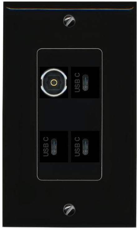 RiteAV TOSLINK 3 USBC Wall Plate Decorative [Black]