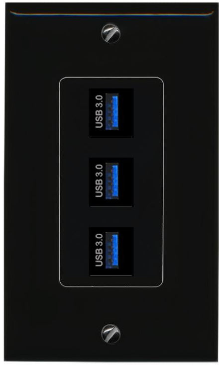 3 USB-3 Wall Plate [Black]