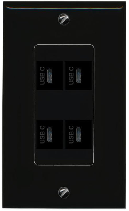 RiteAV 4 USBC Wall Plate Decorative [Black]