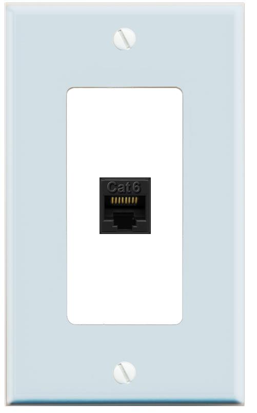 RiteAV CAT6-BLACK Wall Plate [Light Blue-White]
